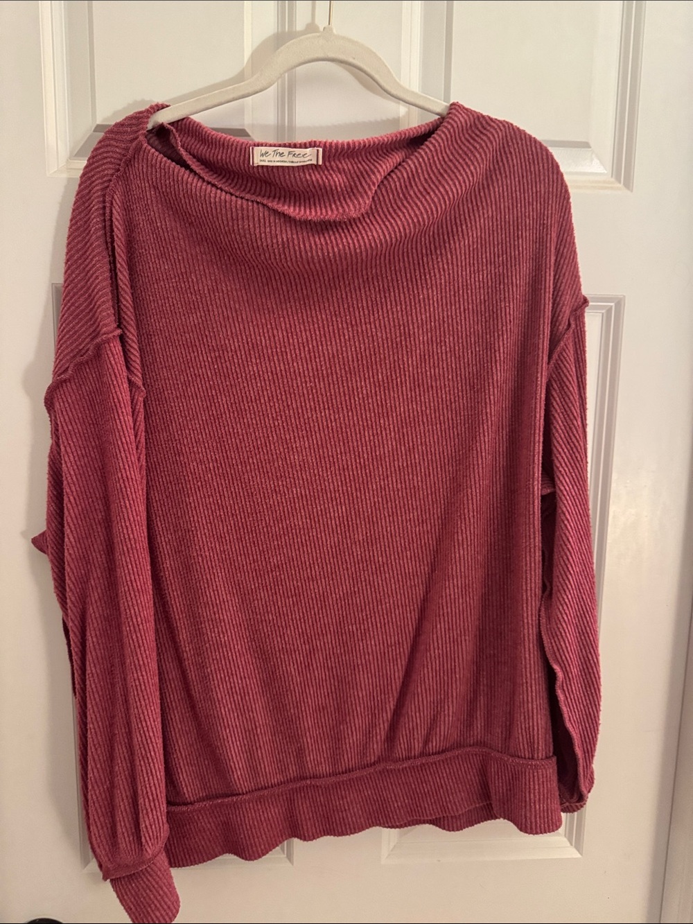 Free People Dusty Rose Ribbed Cowl Sweater